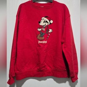 Disney Holiday Mickey Mouse Men Red Crewneck Sweater Size Large